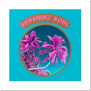 Sunshine soul pink palm trees Posters and Art